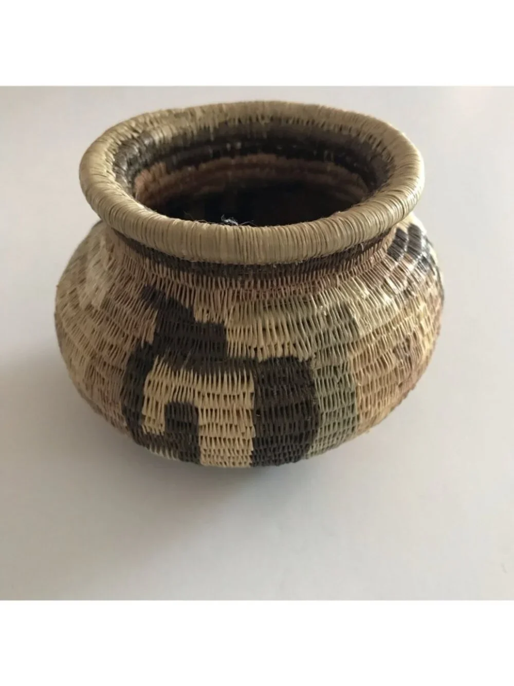 Vintage Handwoven Basket Mixed Lot Tonga Two Tone Coiled Mini Tribal Boho Native